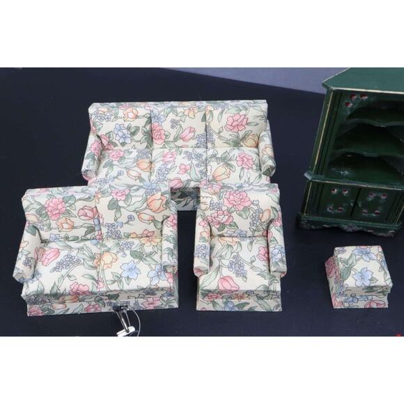 Vintage Miniature Dollhouse Furniture Bike Buggies Birdbath Books Etc. - Picture 5 of 8